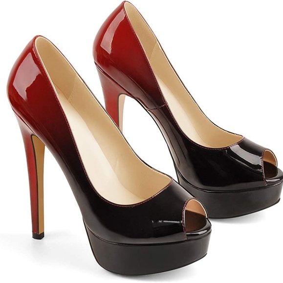 Sexy Peep Toe Pumps Platform Slip-On High Stiletto Heels - Picture 4 of 6